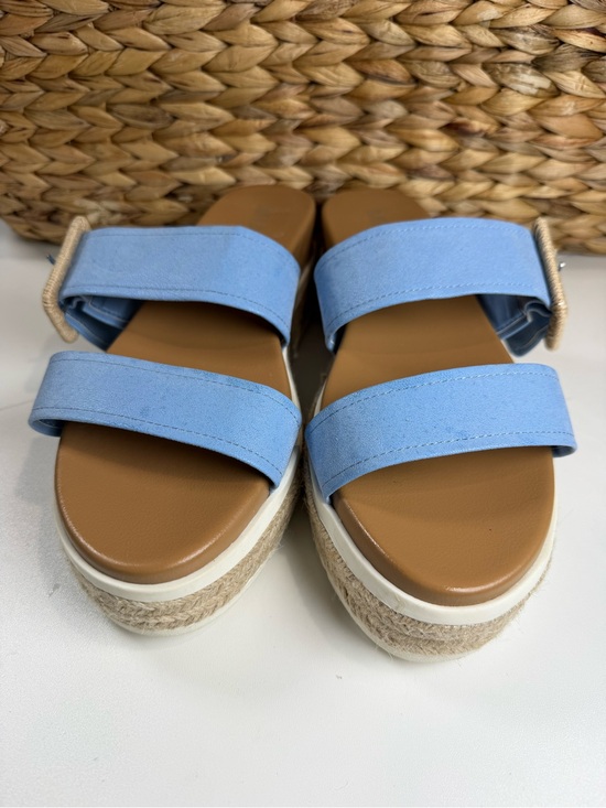 MIA Shoes - MIA Light Blue Double-Strap Platform Slide Sandals